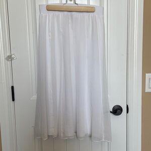 Ruby Rd. Petite (Small)White A-Line Semi-Sheer Midi Skirt lined w attached skirt